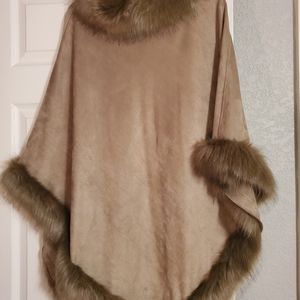 Faux Suede Poncho